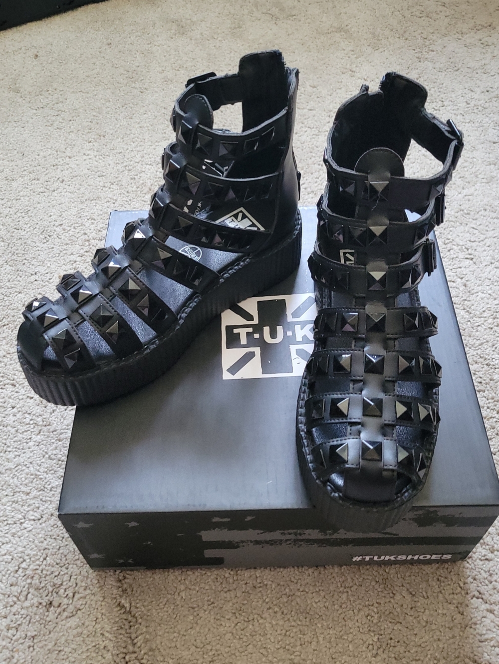 T.U.K Black Studded Gladiator Viva Mondo Sandal